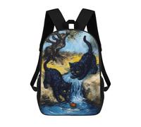 sinyumoney Black Cats And Apple by Waterfall Mochila Escolar, Mochila De Negocios Para Portátil, Mochila Unisex Informal Para Adolescentes, Niños, Mujeres Y Hombres 17inch