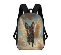 sinyumoney Black Chihuahua with Angel Wings Remembrance Art Mochila Escolar Grande Resistente Al Agua Para Portátil Para Niñas, Niños Y Adolescentes 17inch