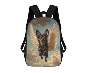 sinyumoney Black Chihuahua with Angel Wings Remembrance Art Mochila Escolar Grande Resistente Al Agua Para Portátil Para Niñas, Niños Y Adolescentes 17inch