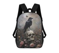 sinyumoney Black Crow On Skull Mochilas Para Niños, Mochilas Escolares Personalizadas En 3D Para Niños Y Niñas, Mochilas Escolares Grandes, Mochilas Informales Para El Día A Día 17inch