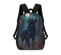 sinyumoney Black Dog in Moonlight Forest Mochila Escolar Impresa En 3D Mochila Escolar De Moda Para Niños Mochilas Para Niños Estudiantes De Secundaria 17inch