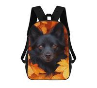 sinyumoney Black Dog Portrait in Autumn Leaves Mochila Escolar Grande Resistente Al Agua Para Portátil Para La Escuela/trabajo/viajes 17inch