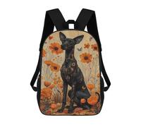 sinyumoney Black Dog with Orange Flowers Mochila Escolar Infantil De 17 Pulgadas Con Estampado 3D De Películas De Anime Para Niños, Mochila De Viaje, Mochila Escolar Infantil