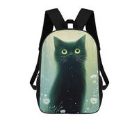sinyumoney Black Floral Cat Mochila Escolar Mochilas Escolares Para Niñas Y Niños Mochila Con Bolsillo Mochila Escolar De Moda Mochila Infantil 17inch