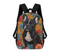 sinyumoney Black French Bulldog in Wildflowers Dog Wall Art Print Mochilas Escolares Para Niños Y Niñas, Mochilas Deportivas Informales Para Primaria, Mochilas De Gran Capacidad Para Libros 17inch