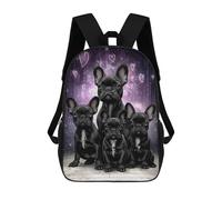 sinyumoney Black French Bulldogs with Hearts Mochila Escolar, De Trabajo, Para Portátil, Mochila - Perfecta Para Viajes, Trabajo Y Uso Diario 17inch