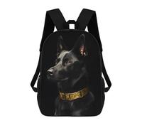 sinyumoney Black & Gold Belgian Malinois Mochila Escolar Mochilas Escolares Para Niñas Y Niños Mochila Con Bolsillo Mochila Escolar De Moda Mochila Infantil 17inch