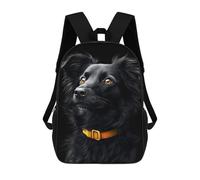 sinyumoney Black & Gold Border Collie Mochila Escolar Para Niños De 17 Pulgadas, Mochila Informal De Viaje Para Niños Y Niñas, Mochila De Gran Capacidad Para El Día A Día 17inch