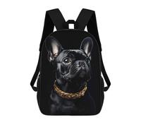 sinyumoney Black & Gold French Bulldog Mochila Escolar Secundaria Informal Para Viajes Para Niños/niñas/adolescentes 17inch