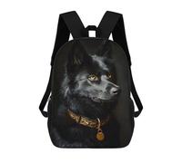 sinyumoney Black & Gold Husky Mochila Escolar De Moda Para Estudiantes, Adecuada Para Niños Y Niñas, Mochila Informal Para Viajes Al Aire Libre, Esencial Para El Día A Día 17inch