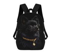 sinyumoney Black & Gold Pomeranian Mochilas Impresas En 3D Para Niños, Mochila Escolar, Mochila De Moda Para Niños De Primaria Y Secundaria 17inch