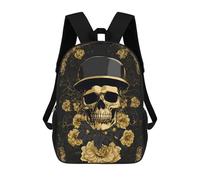 sinyumoney Black Gold Skull Army Art Mochilas Para Niños Mochila Escolar Mochila Escolar Impresa En 3D Para Niños Estudiantes De Primaria Y Secundaria 17inch