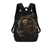 sinyumoney Black Gold Tiger Mochila Escolar Infantil De 17 Pulgadas, Mochila Escolar Impresa En 3D Para Niños De Primaria Y Secundaria
