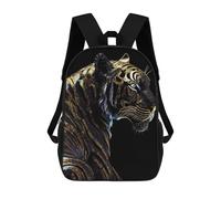 sinyumoney Black Golden Tiger Mochila Escolar Impresa En 3D Para Niños Mochilas De Viaje De Alta Capacidad Bolsas Para Libros Mochila Escolar Para Niños Mochila 17inch