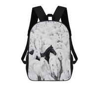 sinyumoney Black Horse Among White Ones-1 Mochilas Escolares, De Viaje Y Universitarias Para Hombres, Mujeres Y Adolescentes 17inch