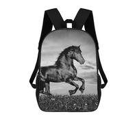sinyumoney Black Horse Galloping in Grayscale Mochila Escolar Impresa En 3D 17inch Mochila Escolar Infantil Mochilas De Viaje Mochila Informal De Moda Para Niños Y Estudiantes