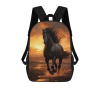 sinyumoney Black Horse Galloping Mochila Infantil, Mochila Escolar Impresa En 3D, Mochila Para Niños Y Niñas, Mochila Escolar Ajustable Para La Escuela Primaria 17inch