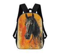 sinyumoney Black Horse Painting Mochila Escolar Para Niños Mochila Escolar Impresa En 3D Mochila Escolar De Moda Para Niños De Primaria Y Secundaria 17inch