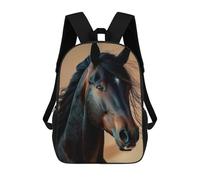 sinyumoney Black Horse Portrait Mochilas Infantiles Impresas En 3D De 17 Pulgadas. Mochila Escolar Informal Impresa En 3D Para Niños De Primaria Y Secundaria.