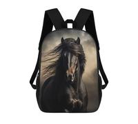 sinyumoney Black Horse Portrait Mochilas Para Niños Mochila Escolar Mochila Escolar Impresa En 3D Para Niños Estudiantes De Primaria Y Secundaria 17inch