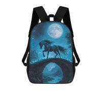 sinyumoney Black Horse Ride of Stars Mochila Escolar Grande Resistente Al Agua Para Portátil Para Niñas, Niños Y Adolescentes 17inch