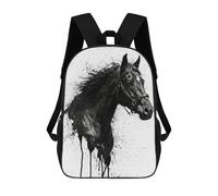 sinyumoney Black Horse Splash Art Mochilas Para Niños Mochila Escolar Mochila Escolar Impresa En 3D Para Niños Estudiantes De Primaria Y Secundaria 17inch