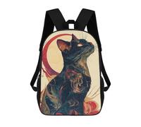 sinyumoney Black Japanese Cute Cat Mochilas Para Niños Y Estudiantes, Mochilas Escolares Impresas En 3D, Mochilas Para Estudiantes De Primaria Y Secundaria Para Niños Y Niñas 17inch