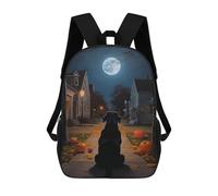 sinyumoney Black Lab Halloween Night Street Mochila Escolar Infantil, Mochilas Impresas En 3D, Mochilas Escolares De Moda Para Niños De Primaria Y Secundaria 17inch