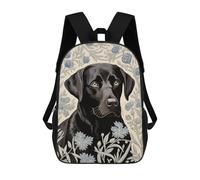 sinyumoney Black Labrador in Floral Pattern Mochila Escolar, Mochila Para Portátil, Mochila Para Adolescentes, Niñas, Niños, Mujeres Y Hombres 17inch