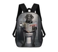 sinyumoney Black Labrador on Toilet Mochila Escolar Para Niños De 17 Pulgadas, Mochila Informal De Viaje Para Niños Y Niñas, Mochila De Gran Capacidad Para El Día A Día 17inch