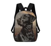 sinyumoney Black Labrador Portrait Mochila Escolar Para Niños Mochila Escolar Impresa En 3D Mochila Escolar De Moda Para Niños De Primaria Y Secundaria 17inch