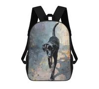 sinyumoney Black Labrador Retriever Painting-2 Mochila Escolar De 17 Pulgadas Para Adolescentes, Con Estampado 3D, Ajustable Y Con Bolsillos, Ideal Para Niños, Niñas Y Estudiantes.