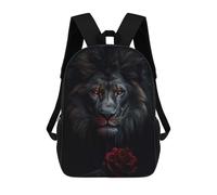 sinyumoney Black Lion And Rose Mochila De Peluche Con Dibujos Animados, Mochila 3D Para Niños, Bolsa Escolar, Idea De Regalo De Cumpleaños Para Niños Y Niñas 17inch