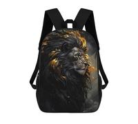 sinyumoney Black Lion in Gold Mochila Escolar Para Niños Mochila Escolar Impresa En 3D Mochila Escolar De Moda Para Niños De Primaria Y Secundaria 17inch