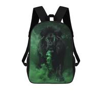 sinyumoney Black Lion with Green Smoke Mochila Escolar Infantil Impresa En 3D 17inch Mochilas De Moda Para Niños De Primaria Y Secundaria