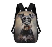 sinyumoney Black Miniature Schnauzer Portrait Mochila Escolar Impresa En 3D Para Niños Y Niñas, Mochila Para Portátil Para Niños/estudiantes/adultos 17inch
