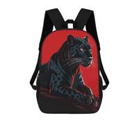 sinyumoney Black Panther Illustration on Red Background Mochila Escolar Para Niños De 17 Pulgadas, Mochila Informal De Viaje Para Niños Y Niñas, Mochila De Gran Capacidad Para El Día A Día 17inch