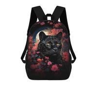sinyumoney Black Panther in Flowers Mochila Escolar Grande Para Niños Para El Campus, Actividades Al Aire Libre, Viajes Y Deportes 17inch