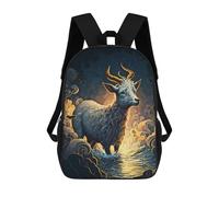 Sinyumoney Black Phoenix Mochila Escolar Para Niños Impreso En 3D, Ideal Para Viajes Y Lecturas, Para Niños Y Estudiantes De Primaria, Goat Swimming In Ocean, 17"