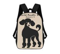 sinyumoney Black Poodle Art Mochila Escolar Infantil De 17 Pulgadas, Impresa En 3D, Estilo Casual, Para Niños, Ideal Para Viajes, Como Mochila Escolar O Para Llevar Libros.