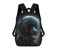 sinyumoney Black Poodle Astronaut Mochila De Viaje Resistente Al Agua, Mochila Para Computadora Portátil Para Campus, Viajes Al Aire Libre Y Deportes 17inch