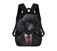 sinyumoney Black Poodle Gangster Suit Mochila Escolar Ligera Para Aeropuerto, Estudiantes Universitarios, Niñas, Niños Y Adolescentes 17inch