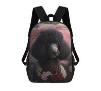 sinyumoney Black Poodle Kimono Mochila Escolar Grande Para Niños - Perfecta Para Viajes, Trabajo Y Uso Diario 17inch