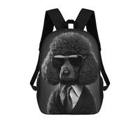 sinyumoney Black Poodle Mafia Boss Mochila Escolar Secundaria Informal Para Viajes Para Niños/niñas/adolescentes 17inch