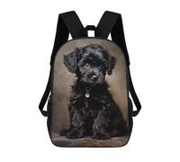 sinyumoney Black Poodle Puppy Mochila Escolar, Secundaria, Preparatoria, Universidad, Mochila De Viaje Para El Campus, Viajes Al Aire Libre, Deportes 17inch