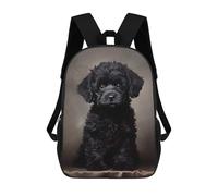 sinyumoney Black Poodle Puppy Portrai Mochila Infantil De 17 Pulgadas, Mochila Escolar Con Estampado 3D De Dibujos Animados Para Niños Y Adolescentes.