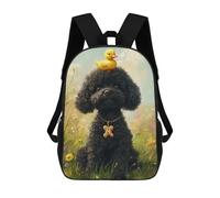 sinyumoney Black Poodle with Yellow Duck -4 Mochila Escolar, Bolso De Negocios, Bolso Para Portátil Duradero Para Campus, Actividades Al Aire Libre, Viajes Y Deportes 17inch