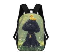 sinyumoney Black Poodle with Yellow Duck Mochila Escolar De Moda, Mochila Para Material Escolar, Mochila Impermeable Informal Para Hombres/mujeres 17inch