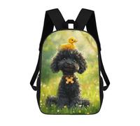sinyumoney Black Poodle with Yellow Duckling -2 Mochila Escolar, Bolso De Negocios, Bolso Para Portátil Resistente Para Niñas Y Adolescentes 17inch