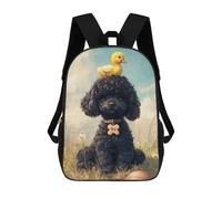 sinyumoney Black Poodle with Yellow Duckling Mochila Escolar, Mochila Para Portátil, Mochila Para Niños/niñas/adolescentes 17inch